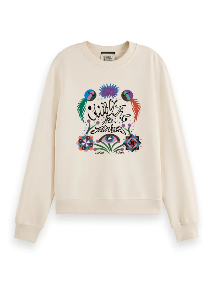 EMBROIDERED REGULAR FIT SWEATSHIRT Evening Black Women Scotch and Soda Sweatshirts and Hoodies EMBROIDERED REGULAR FIT SWEATSHIRT Evening Black Women Scotch and Soda Sweatshirts and Hoodies