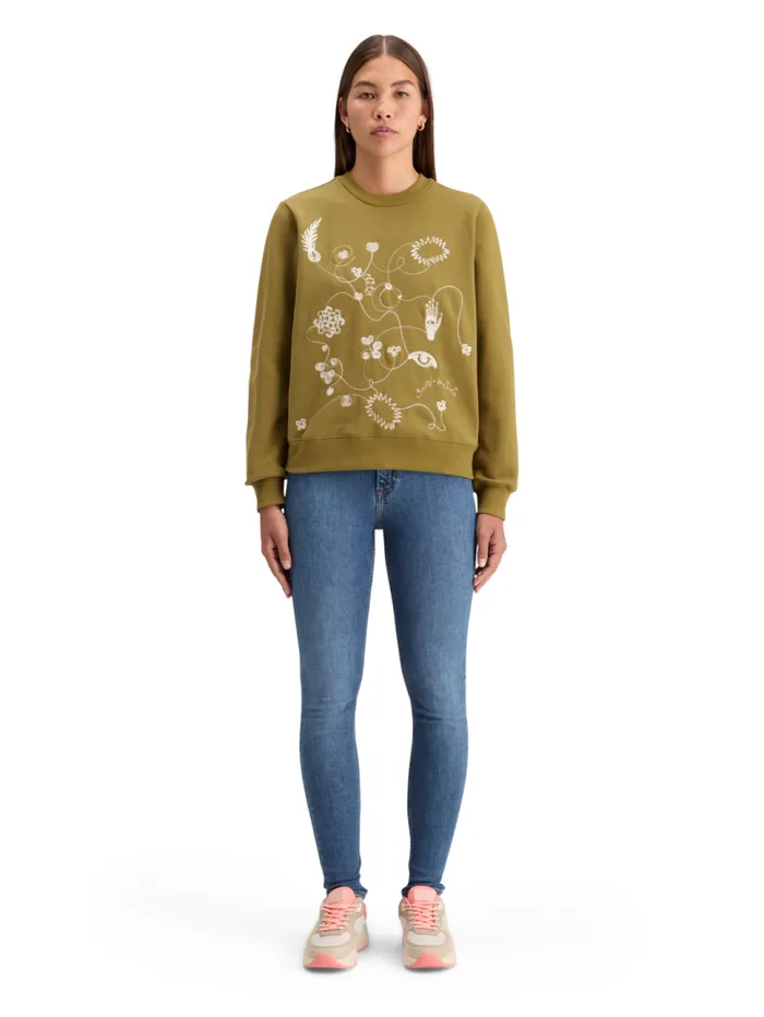EMBROIDERED REGULAR FIT SWEATSHIRT Evening Black Women Scotch and Soda Sweatshirts and Hoodies EMBROIDERED REGULAR FIT SWEATSHIRT Evening Black Women Scotch and Soda Sweatshirts and Hoodies