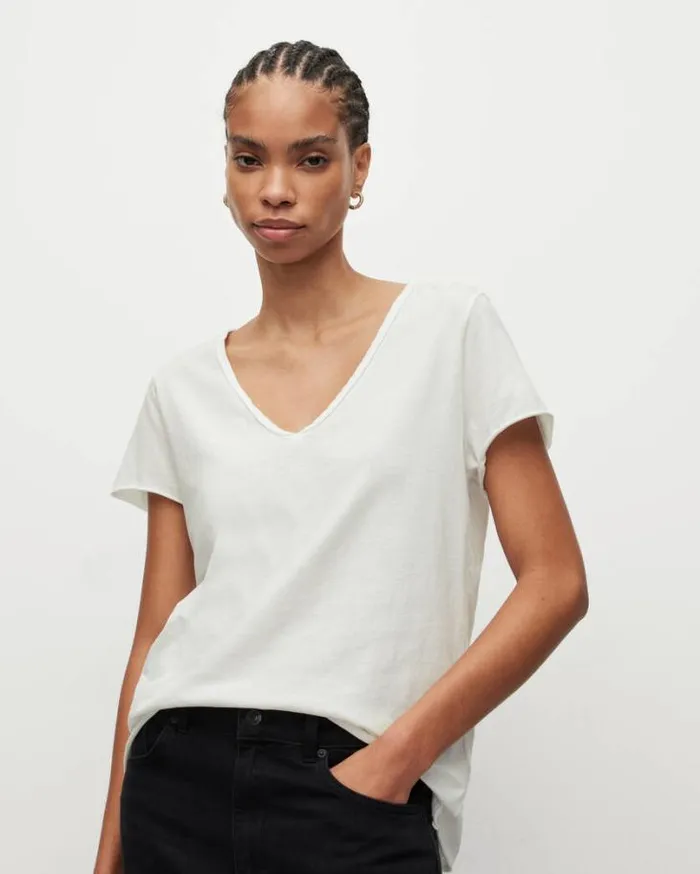 Emelyn VNeck Tonic TShirt Chalk White Women AllSaints Tops and Shirts
