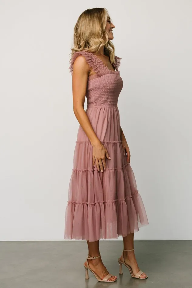 Emma Smocked Tulle Dress Dusty Rose Women Baltic Born Bump Friendly Emma Smocked Tulle Dress Dusty Rose Women Baltic Born Bump Friendly