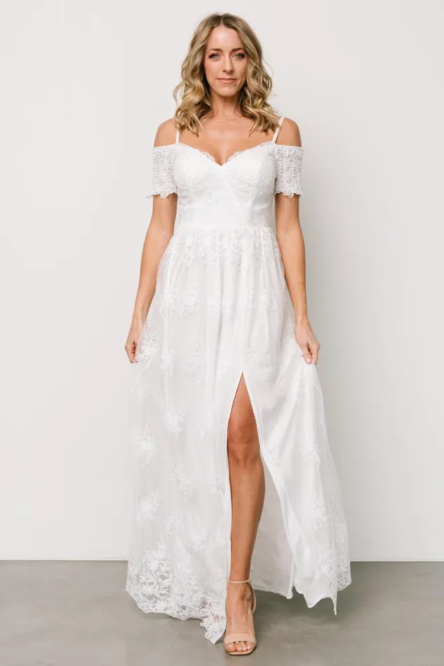 Esperanza Tulle Embroidered Maxi Dress Off White Women Baltic Born Bridal