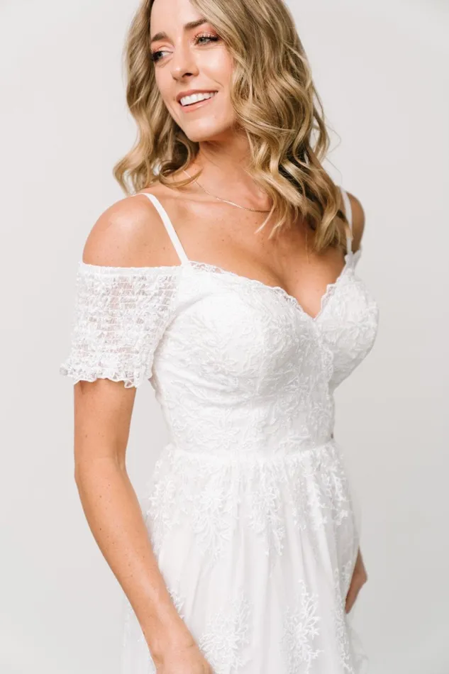 Esperanza Tulle Embroidered Maxi Dress Off White Women Baltic Born Bridal Esperanza Tulle Embroidered Maxi Dress Off White Women Baltic Born Bridal