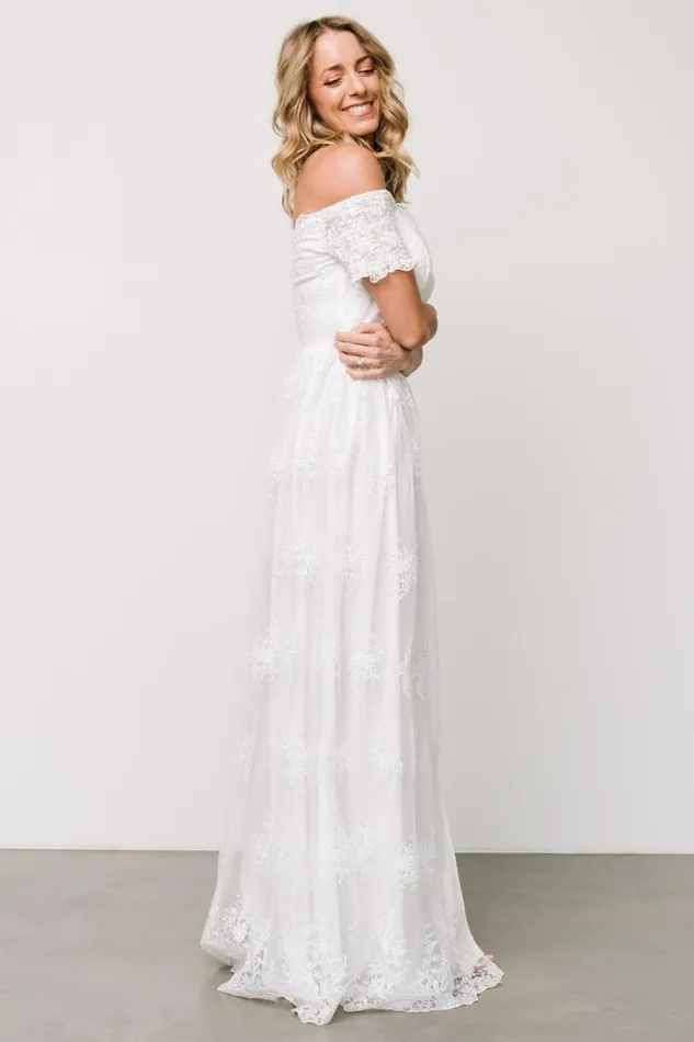 Esperanza Tulle Embroidered Maxi Dress Off White Women Baltic Born Bridal Esperanza Tulle Embroidered Maxi Dress Off White Women Baltic Born Bridal