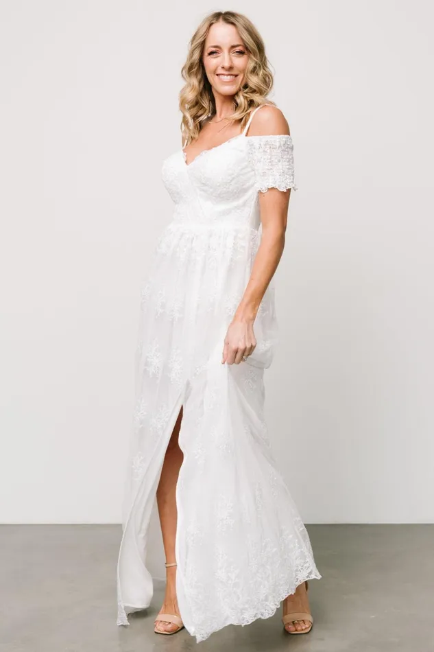 Esperanza Tulle Embroidered Maxi Dress Off White Women Baltic Born Bridal Esperanza Tulle Embroidered Maxi Dress Off White Women Baltic Born Bridal