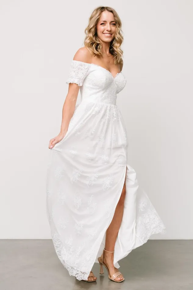 Esperanza Tulle Embroidered Maxi Dress Off White Women Baltic Born Bridal Esperanza Tulle Embroidered Maxi Dress Off White Women Baltic Born Bridal