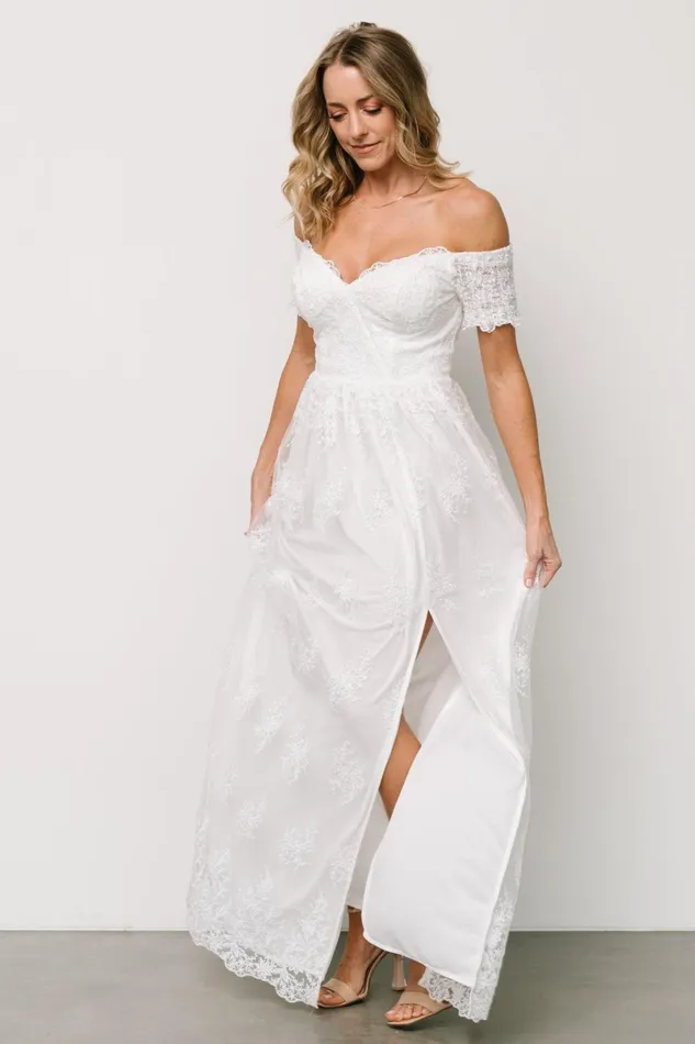 Esperanza Tulle Embroidered Maxi Dress Off White Women Baltic Born Bridal Esperanza Tulle Embroidered Maxi Dress Off White Women Baltic Born Bridal