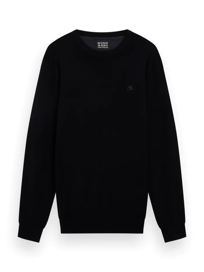 Essential 8211 VISCOSE PULLOVER CREWNECK Black Men Scotch and Soda Sweatshirts and Hoodies Essential 8211 VISCOSE PULLOVER CREWNECK Black Men Scotch and Soda Sweatshirts and Hoodies