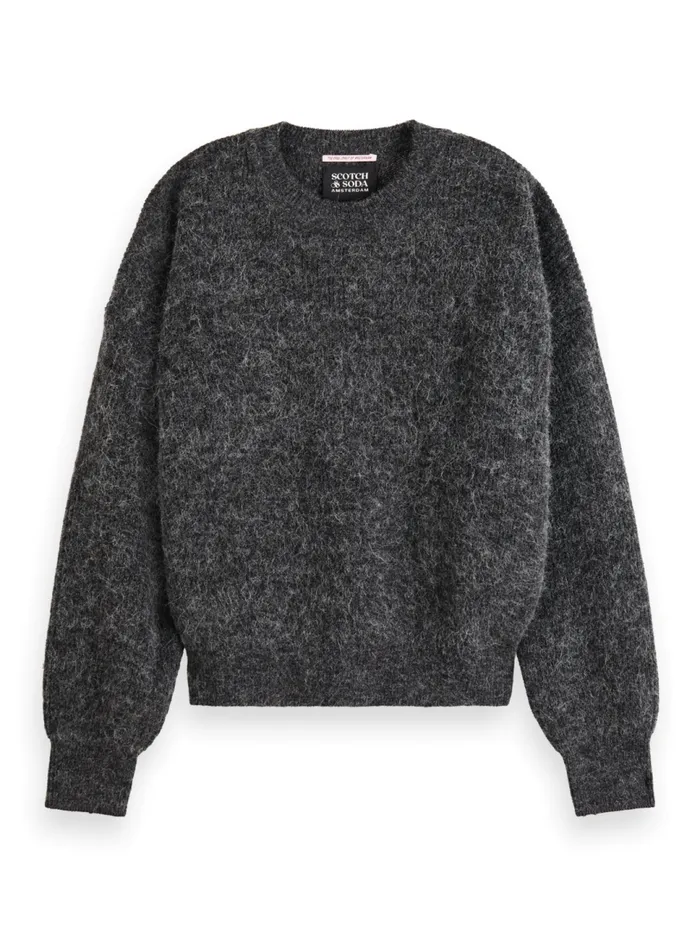 Essential FUZZY CREW NECK PULLOVER Charcoal Melange Women Scotch and Soda Knitwear