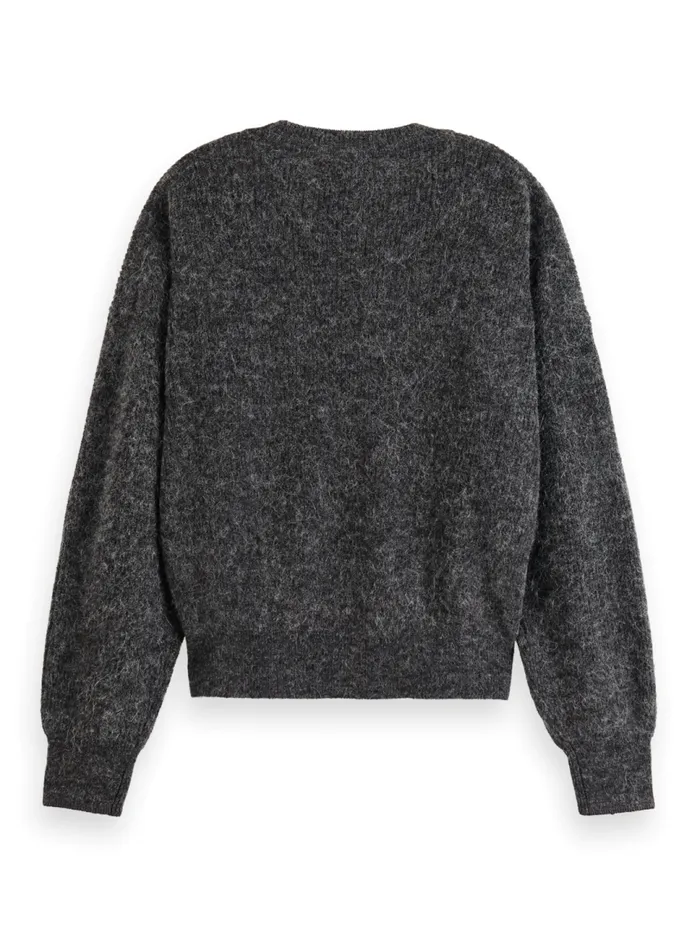 Essential FUZZY CREW NECK PULLOVER Charcoal Melange Women Scotch and Soda Knitwear Essential FUZZY CREW NECK PULLOVER Charcoal Melange Women Scotch and Soda Knitwear