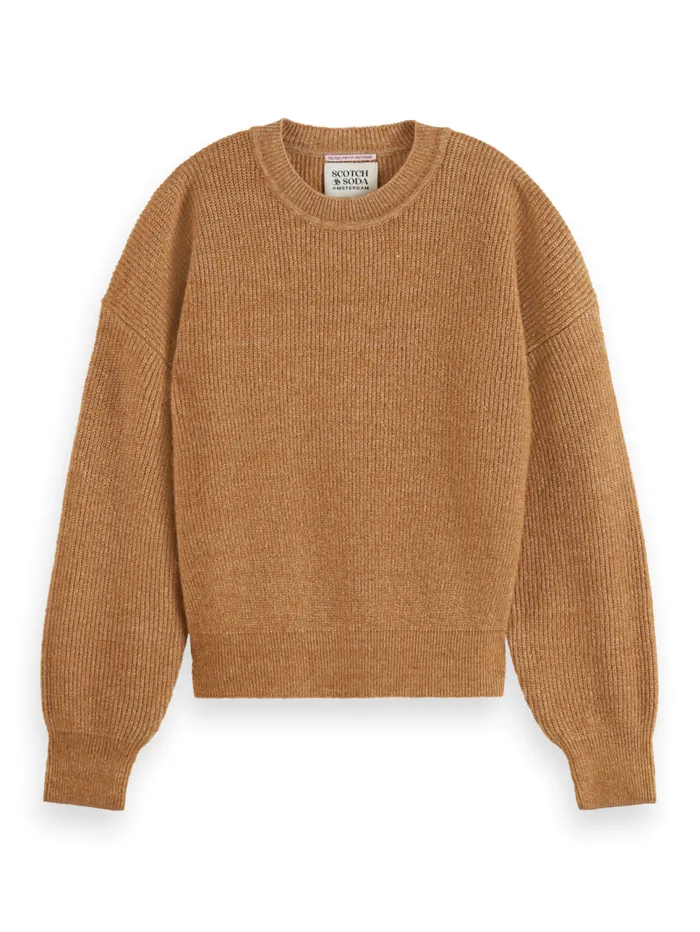 Essential FUZZY CREW NECK PULLOVER Charcoal Melange Women Scotch and Soda Knitwear Essential FUZZY CREW NECK PULLOVER Charcoal Melange Women Scotch and Soda Knitwear