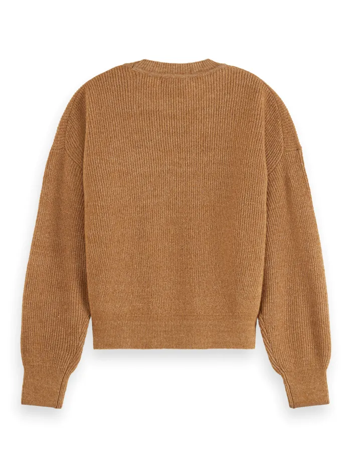 Essential FUZZY CREW NECK PULLOVER Charcoal Melange Women Scotch and Soda Knitwear Essential FUZZY CREW NECK PULLOVER Charcoal Melange Women Scotch and Soda Knitwear