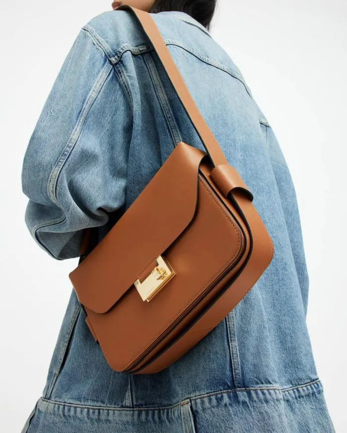 Etienne Leather Shoulder Bag Desert Tan Women AllSaints Handbags and Wallets Etienne Leather Shoulder Bag Desert Tan Women AllSaints Handbags and Wallets