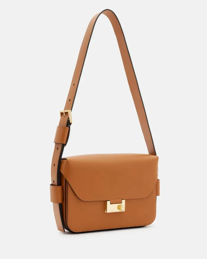 Etienne Leather Shoulder Bag Desert Tan Women AllSaints Handbags and Wallets Etienne Leather Shoulder Bag Desert Tan Women AllSaints Handbags and Wallets
