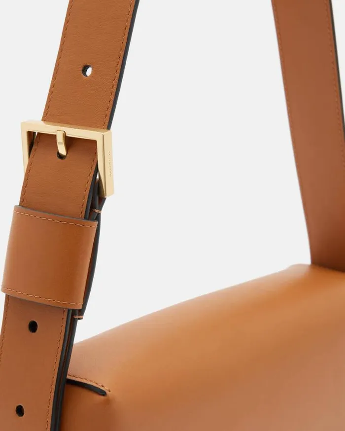 Etienne Leather Shoulder Bag Desert Tan Women AllSaints Handbags and Wallets Etienne Leather Shoulder Bag Desert Tan Women AllSaints Handbags and Wallets