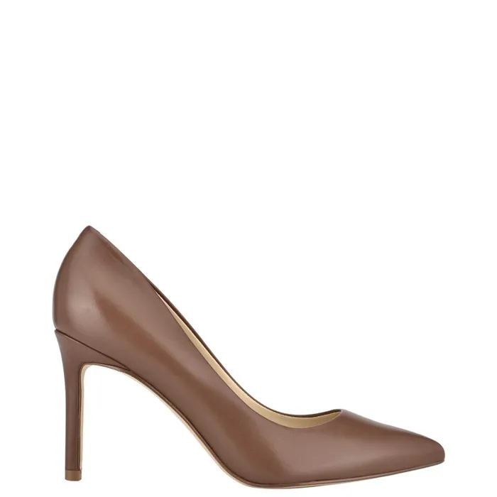 Ezra Pointy Toe Pumps Brown Leather Women Nine West Pumps