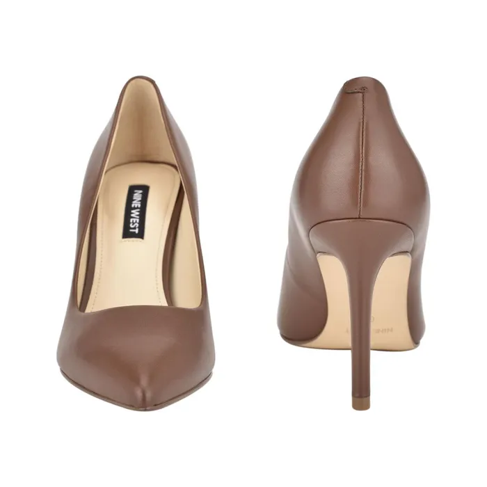 Ezra Pointy Toe Pumps Brown Leather Women Nine West Pumps Ezra Pointy Toe Pumps Brown Leather Women Nine West Pumps