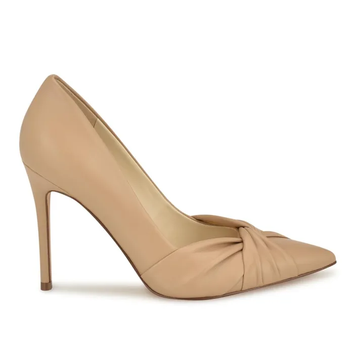 Faiza Knotted Pointy Toe Pumps Light Tan Women Nine West Pumps