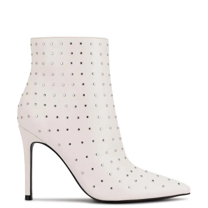 Farrah Dress Booties White Studded Women Nine West Boots and Booties