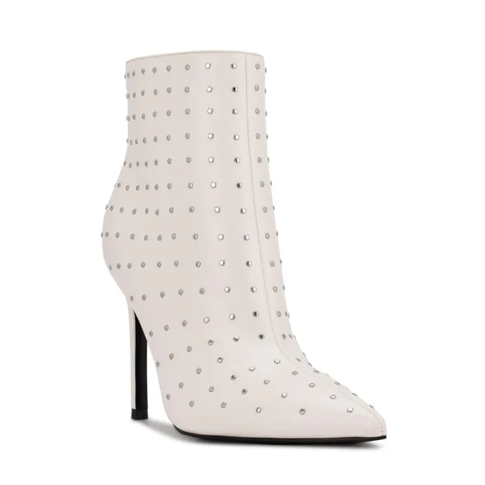 Farrah Dress Booties White Studded Women Nine West Boots and Booties Farrah Dress Booties White Studded Women Nine West Boots and Booties
