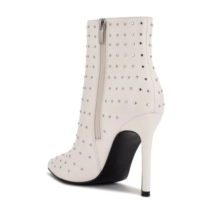 Farrah Dress Booties White Studded Women Nine West Boots and Booties Farrah Dress Booties White Studded Women Nine West Boots and Booties