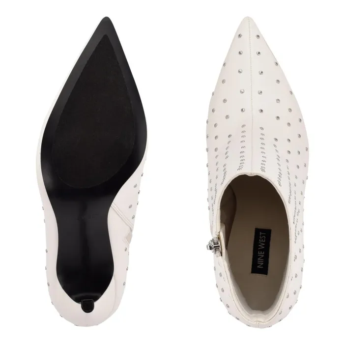 Farrah Dress Booties White Studded Women Nine West Boots and Booties Farrah Dress Booties White Studded Women Nine West Boots and Booties