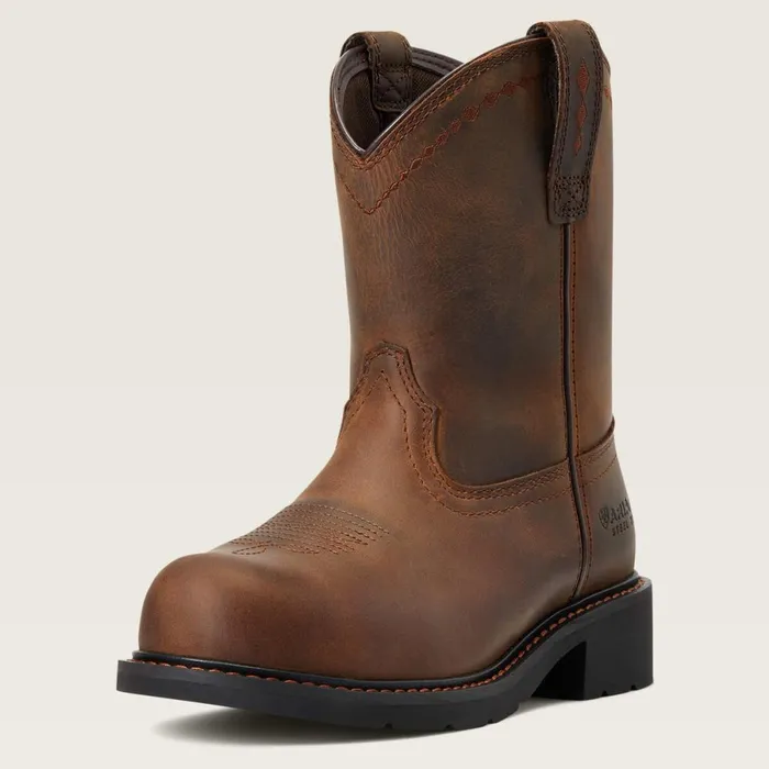 Fatbaby Work PullOn Steel Toe Work Boot Distressed Brown Women Ariat Western Boots