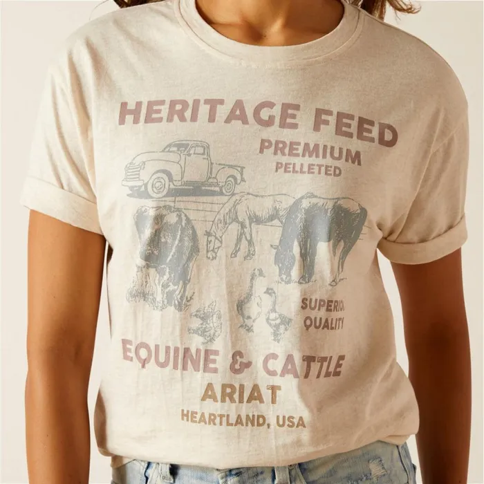 Feed TShirt Oatmeal Heather Women Ariat TShirts and Tops Feed TShirt Oatmeal Heather Women Ariat TShirts and Tops