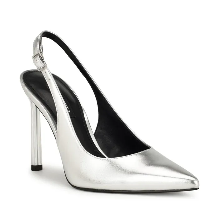 Felina Pointy Toe Slingback Pumps Silver Women Nine West Slingbacks