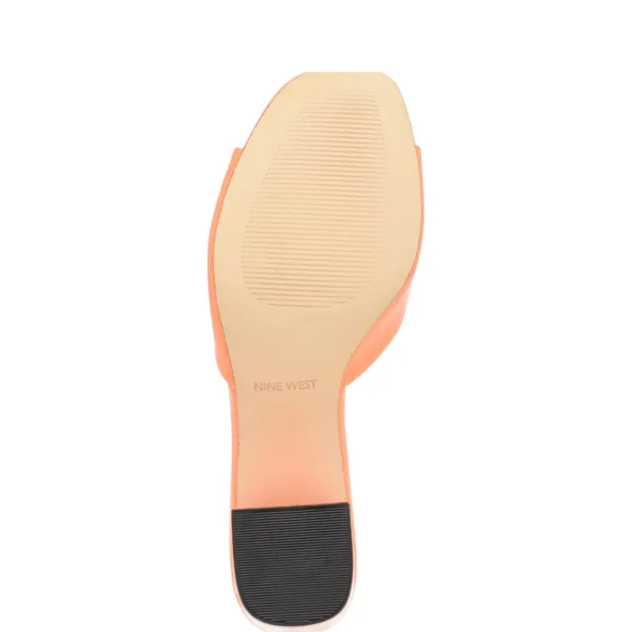 Ferris Block Heel Sandals Orange Patent Women Nine West Low Heel Ferris Block Heel Sandals Orange Patent Women Nine West Low Heel