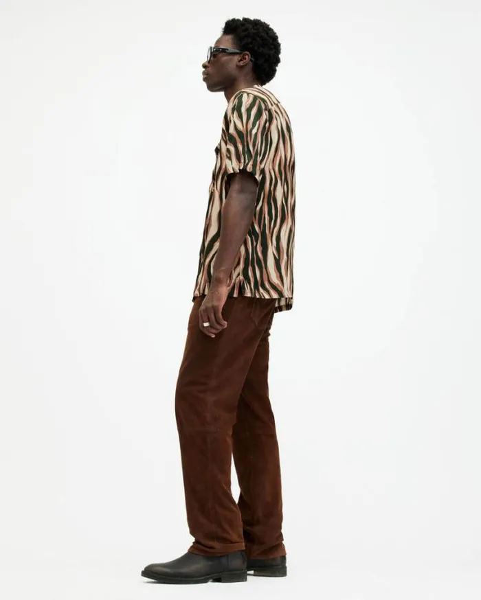 Fired Abstract Print Relaxed Fit Shirt Camel Brown Men AllSaints Shirts