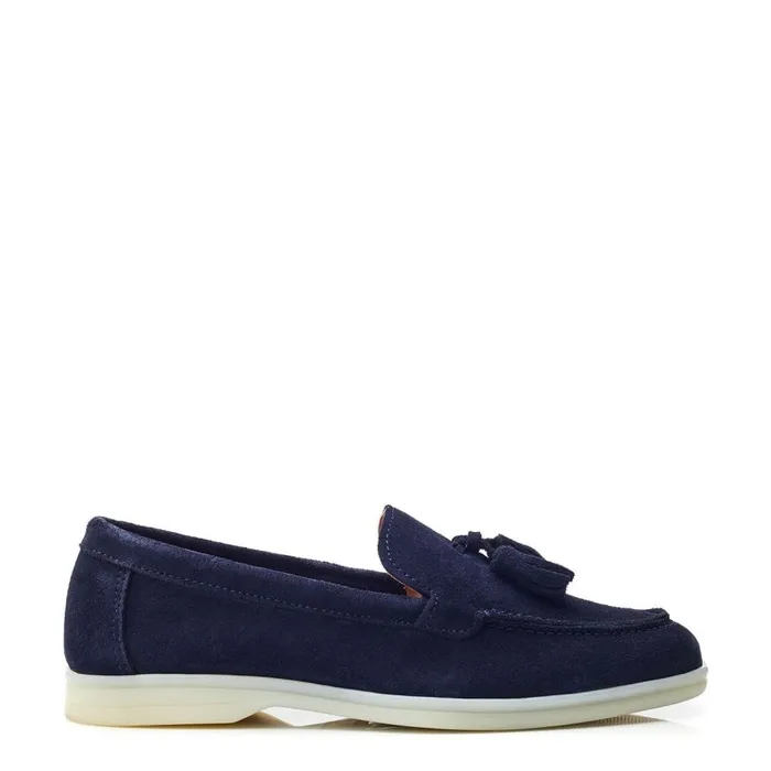 Flat And Ballerina Shoes Women Moda In Pelle Effie Navy Suede