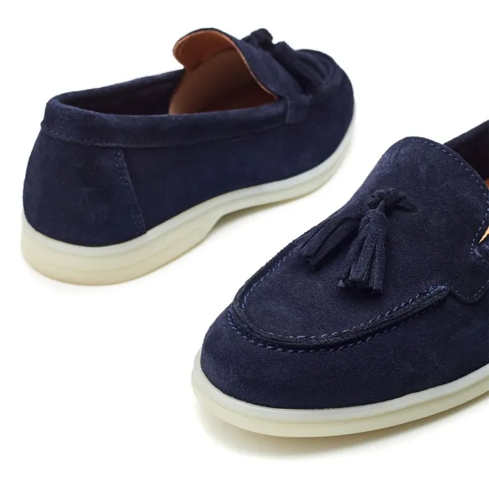 Flat And Ballerina Shoes Women Moda In Pelle Effie Navy Suede