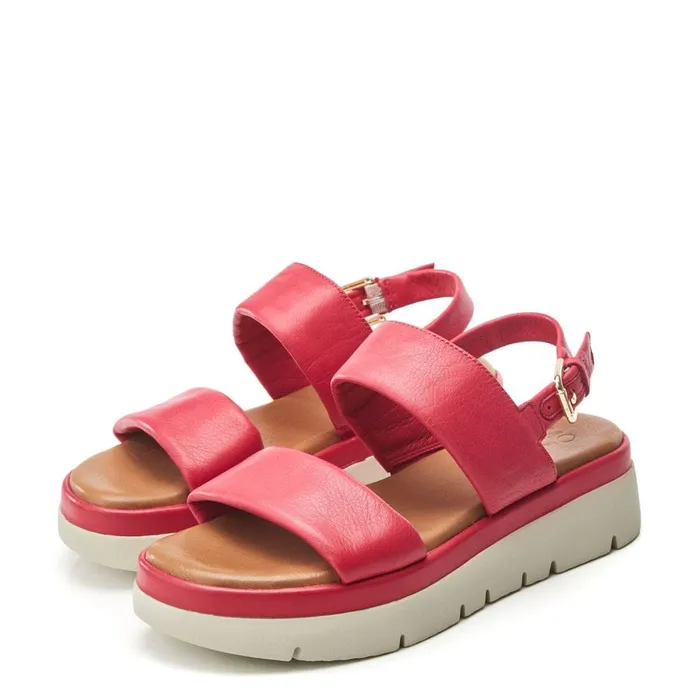Flatform Sandals Women Moda In Pelle Netty Raspberry Leather