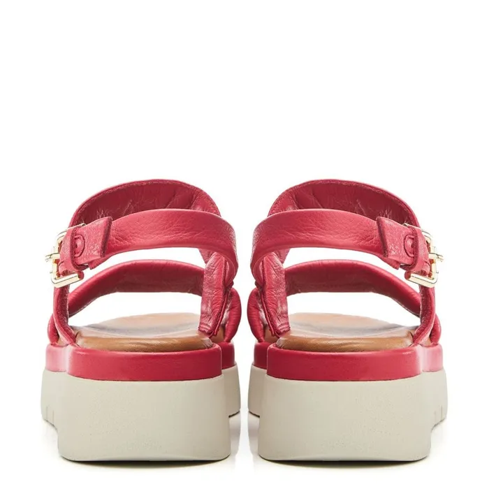 Flatform Sandals Women Moda In Pelle Netty Raspberry Leather