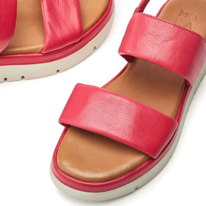 Flatform Sandals Women Moda In Pelle Netty Raspberry Leather