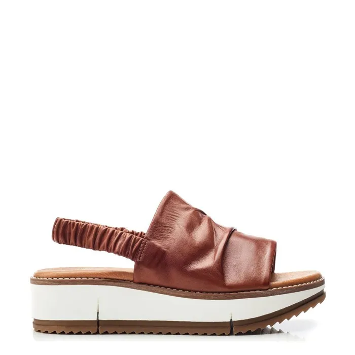 Flatform Sandals Women Moda In Pelle Prasha Tan Leather