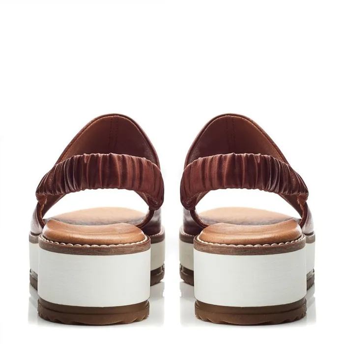 Flatform Sandals Women Moda In Pelle Prasha Tan Leather