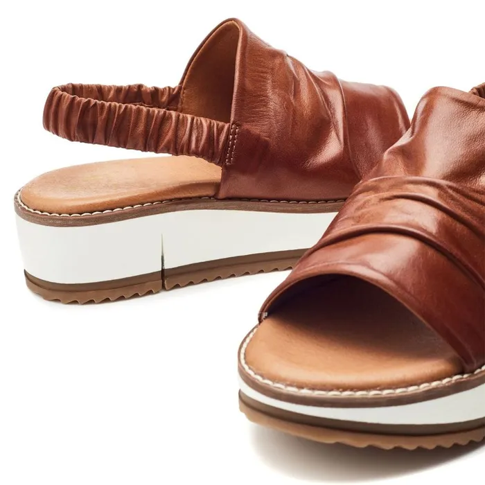 Flatform Sandals Women Moda In Pelle Prasha Tan Leather