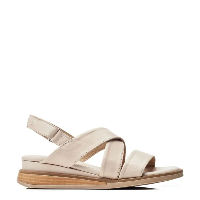 Flatform Sandals Women Moda In Pelle Shoon Sh Iranna Beige Leather