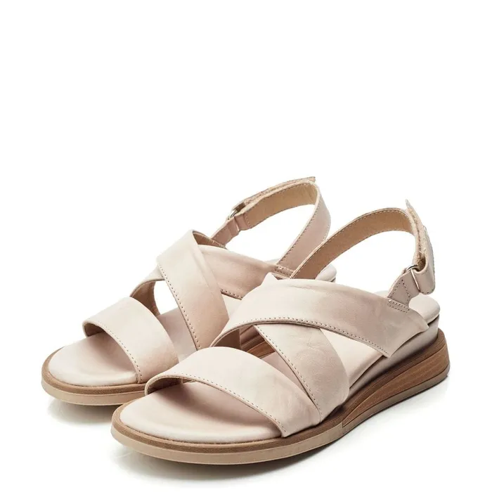 Flatform Sandals Women Moda In Pelle Shoon Sh Iranna Beige Leather
