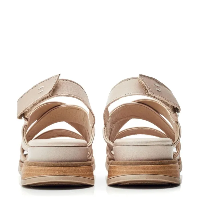 Flatform Sandals Women Moda In Pelle Shoon Sh Iranna Beige Leather