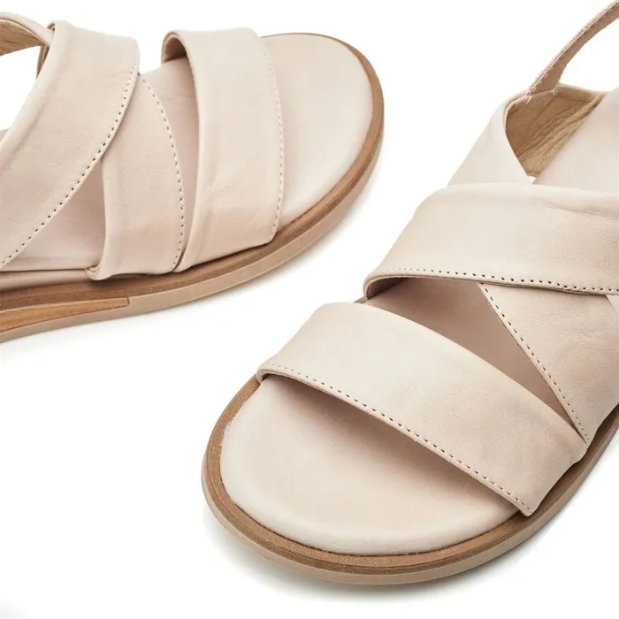 Flatform Sandals Women Moda In Pelle Shoon Sh Iranna Beige Leather