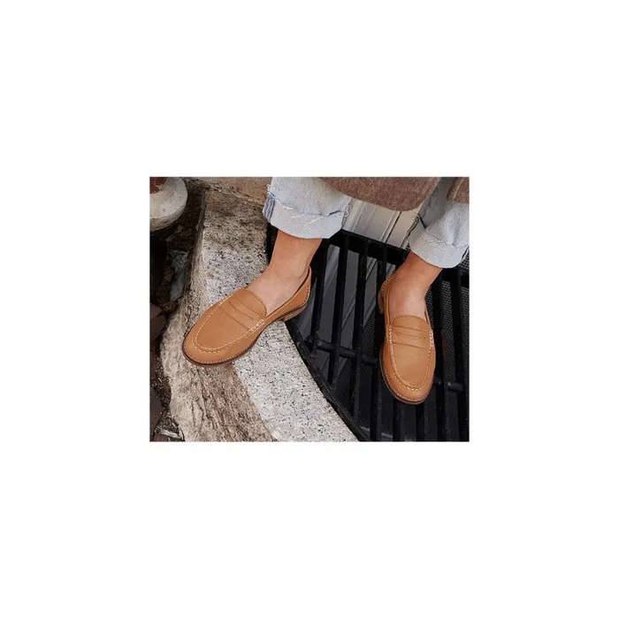 Flats and Loafers Women Sperry Seaport Penny Leather Loafer Tan