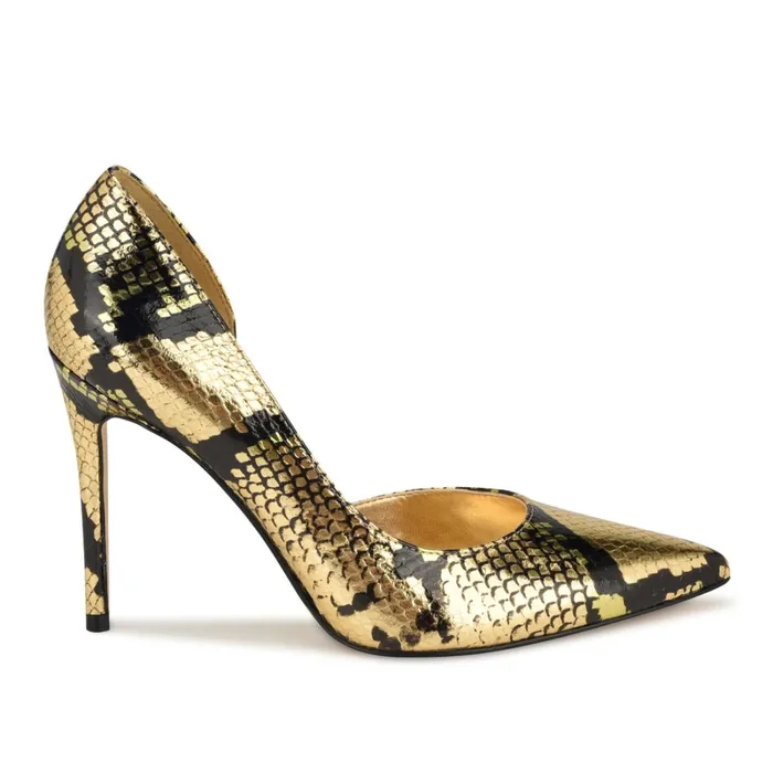 Folowe D039orsay Pointy Toe Pumps Gold Snake Women Nine West Pumps