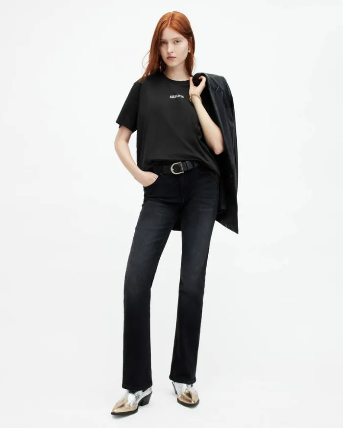 Fortuna Oversized Boyfriend TShirt Black Women AllSaints Tops and Shirts
