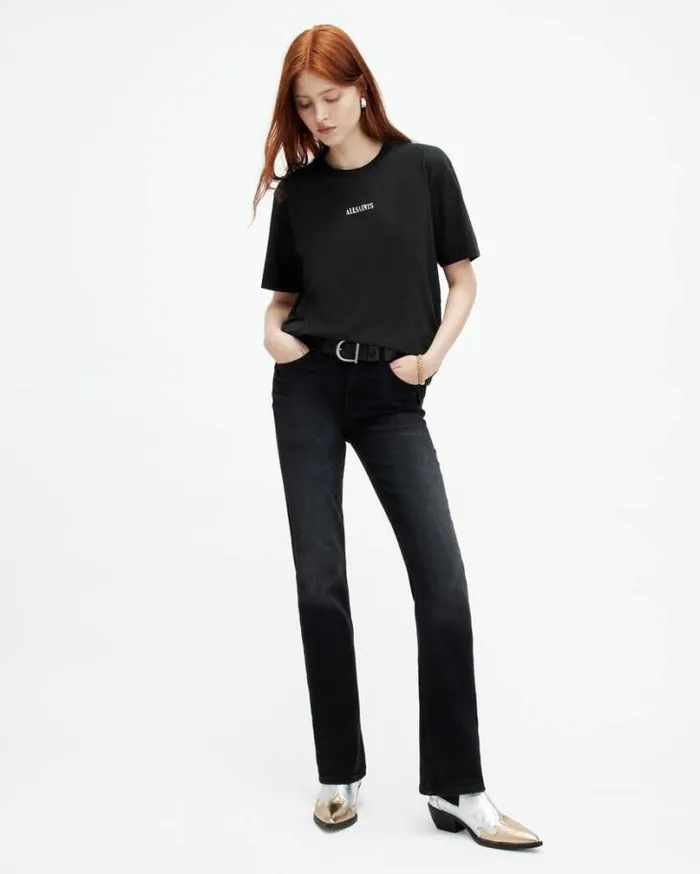 Fortuna Oversized Boyfriend TShirt Black Women AllSaints Tops and Shirts