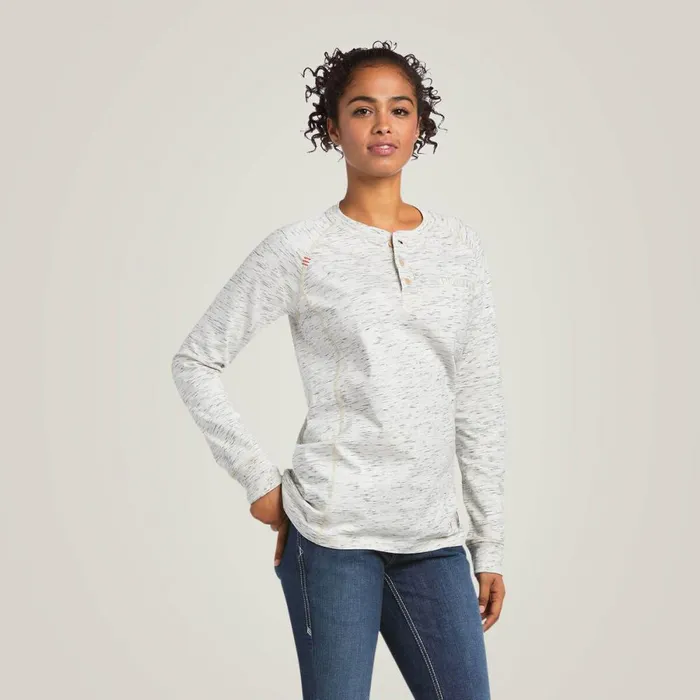 FR Air Henley Top Space Dye Heather Grey Women Ariat TShirts and Tops