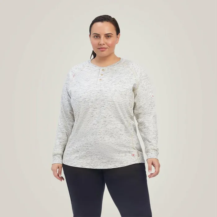 FR Air Henley Top Space Dye Heather Grey Women Ariat TShirts and Tops FR Air Henley Top Space Dye Heather Grey Women Ariat TShirts and Tops