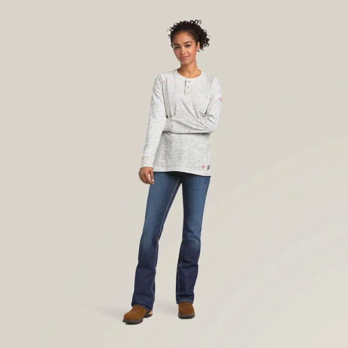 FR Air Henley Top Space Dye Heather Grey Women Ariat TShirts and Tops FR Air Henley Top Space Dye Heather Grey Women Ariat TShirts and Tops