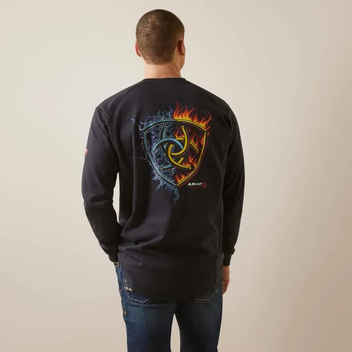 FR Air Shock Fire TShirt Black Men Ariat TShirts and Polos